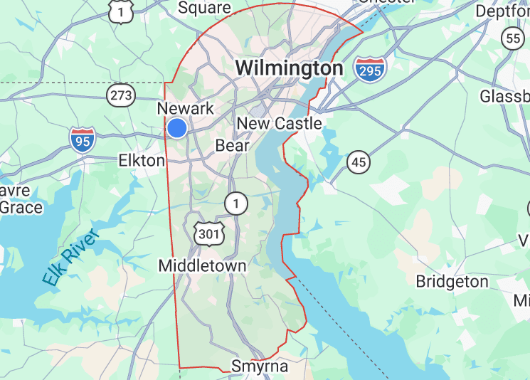 New Castle County DE map